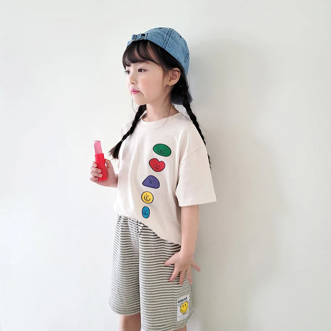 キッズトップス 半袖プリントTシャツ カラフルプリント 3カラー - mamahalo shop - 半袖Tシャツ -  べビー服 - 子供服 - 男の子 - 女の子