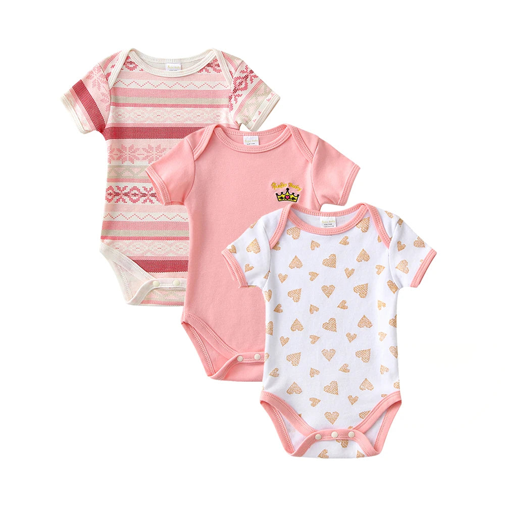 -ベビーロンパース3枚セット 半袖ボディスーツ お得セット【mh0005754】 - mamahalo shop - 半袖ロンパース -  べビー服 - 子供服 - 男の子 - 女の子