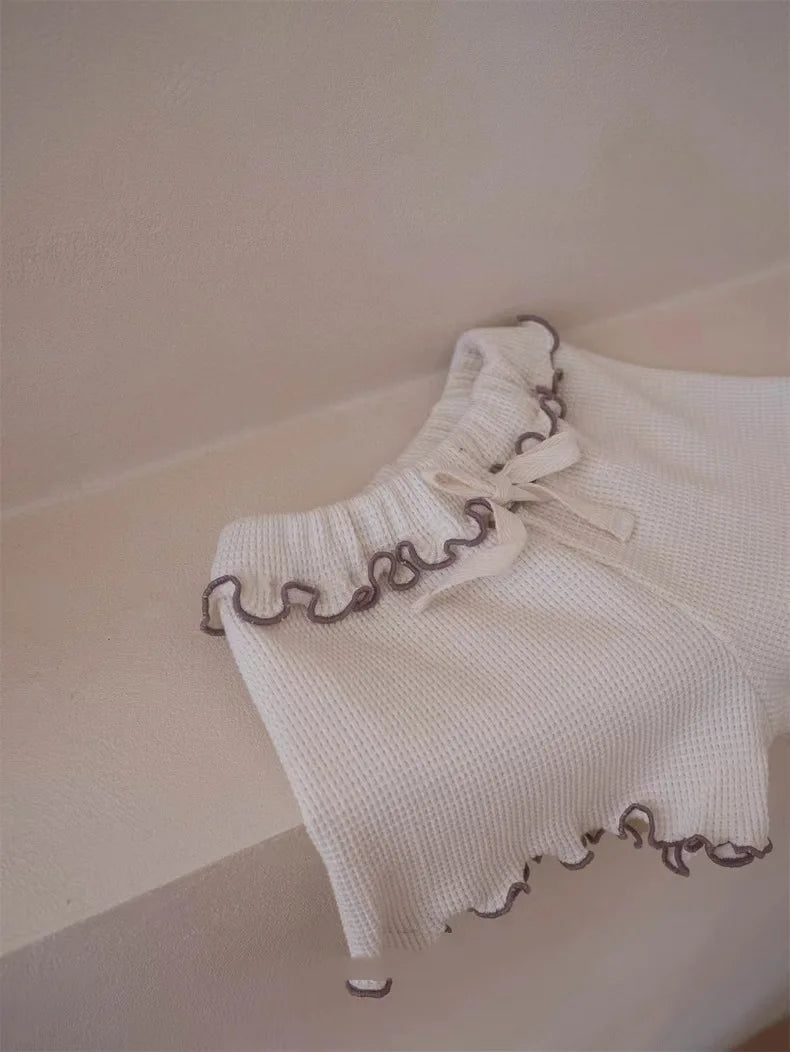 -ベビーセットアップ 2点セット 半袖フリルTシャツ+フリルショートパンツ シンプルベーシック 3カラー - mamahalo shop - 半袖セットアップ -  べビー服 - 子供服 - 男の子 - 女の子