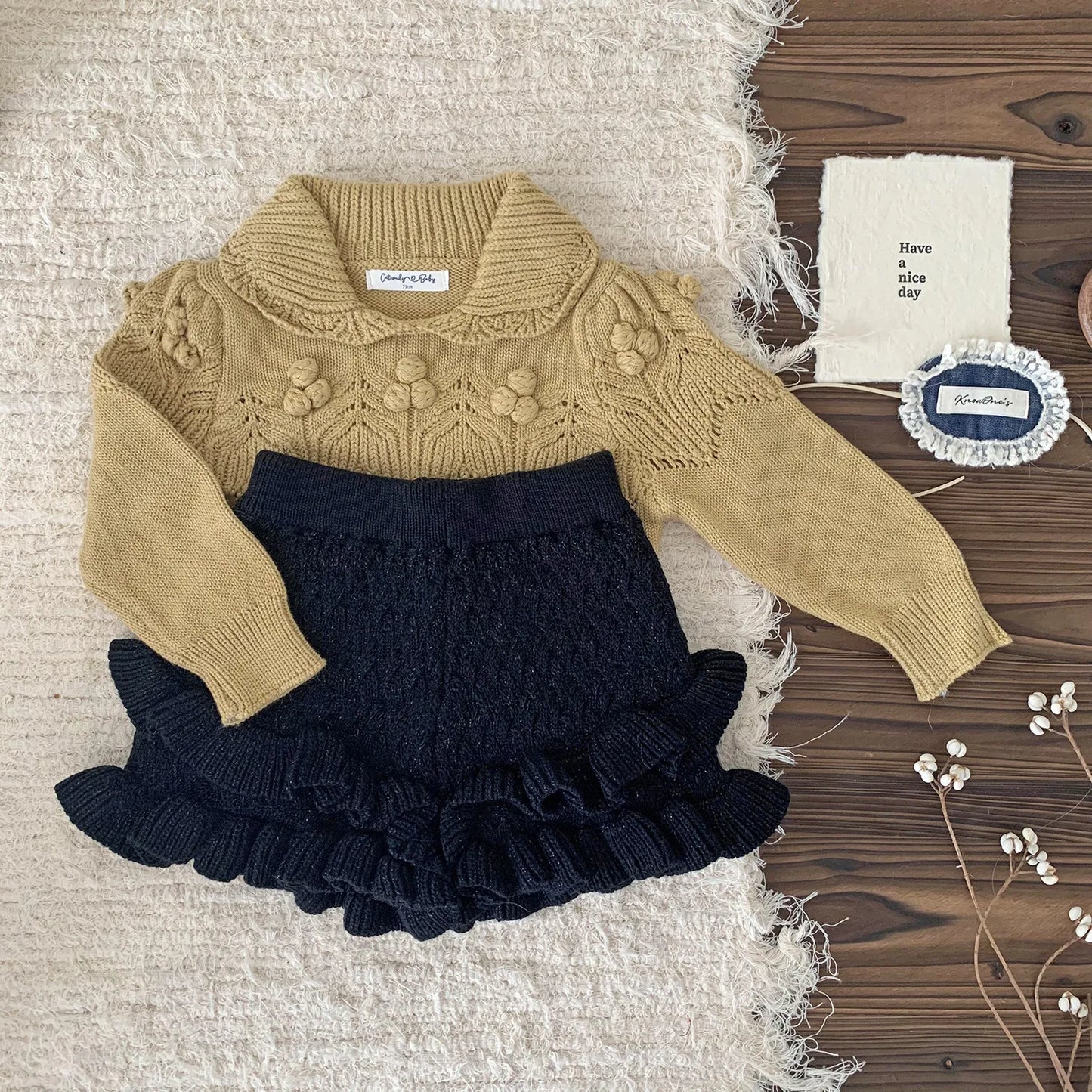 -ベビーキッズパンツ ダブルフリルニットショートパンツ 3カラー - mamahalo shop - ハーフパンツ・ショートパンツ -  べビー服 - 子供服 - 男の子 - 女の子