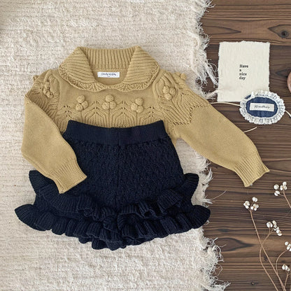 -ベビーキッズパンツ ダブルフリルニットショートパンツ 3カラー - mamahalo shop - ハーフパンツ・ショートパンツ -  べビー服 - 子供服 - 男の子 - 女の子