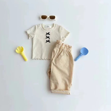 キッズトップス 半袖Tシャツ カットソー リボン 2カラー - mamahalo shop - 半袖Tシャツ -  べビー服 - 子供服 - 男の子 - 女の子