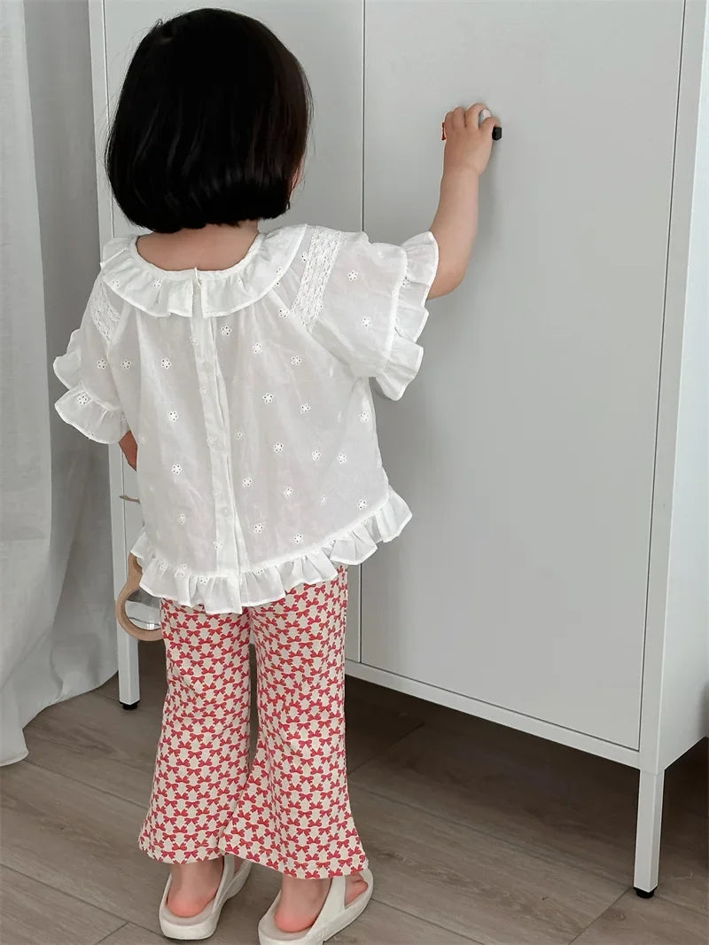 -キッズパンツ リボンプリント ベルボトムパンツ フレアパンツ【mh0005373】 - mamahalo shop - ロングパンツ・スウェットパンツ -  べビー服 - 子供服 - 男の子 - 女の子