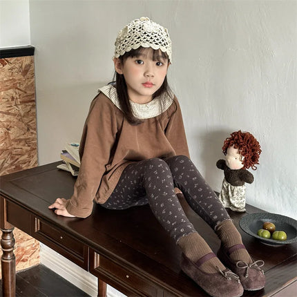 キッズパンツ レギンスパンツ フラワー小花柄プリント 3カラー - mamahalo shop - レギンスパンツ -  べビー服 - 子供服 - 男の子 - 女の子