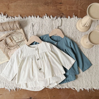 -ベビーセットアップ 2点セット 長袖チュニックブラウス+ラップショートパンツ 2カラー - mamahalo shop - 長袖セットアップ -  べビー服 - 子供服 - 男の子 - 女の子