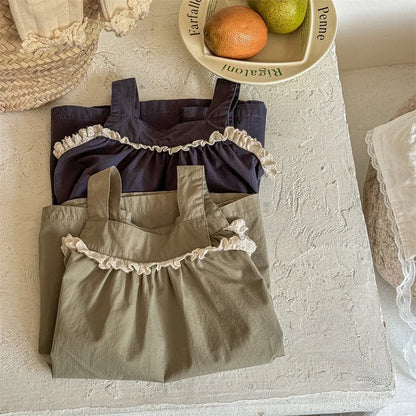 -キッズワンピース フリルノースリーブシンプルワンピース 2カラー - mamahalo shop - ノースリーブワンピース -  べビー服 - 子供服 - 男の子 - 女の子