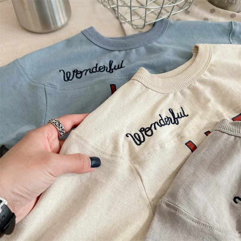 -キッズトップス 長袖Tシャツ パッチワーク レターロゴ ベースボールデザイン 3カラー - mamahalo shop - 長袖Tシャツ -  べビー服 - 子供服 - 男の子 - 女の子