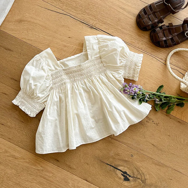 キッズトップス 半袖パフスリーブ チュニックブラウス - mamahalo shop - 半袖シャツ・ブラウス -  べビー服 - 子供服 - 男の子 - 女の子