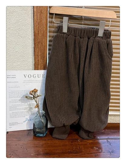 -キッズパンツ コーデュロイジョガーパンツ カーキ ブラック コーヒー 3カラー ボーイズ 男の子 子供服 - mamahalo shop - ロングパンツ・スウェットパンツ -  べビー服 - 子供服 - 男の子 - 女の子