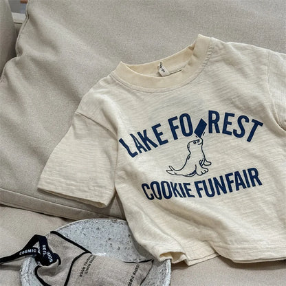 -キッズトップス 半袖Tシャツ アシカプリントロゴ 杢4カラー - mamahalo shop - 半袖Tシャツ -  べビー服 - 子供服 - 男の子 - 女の子