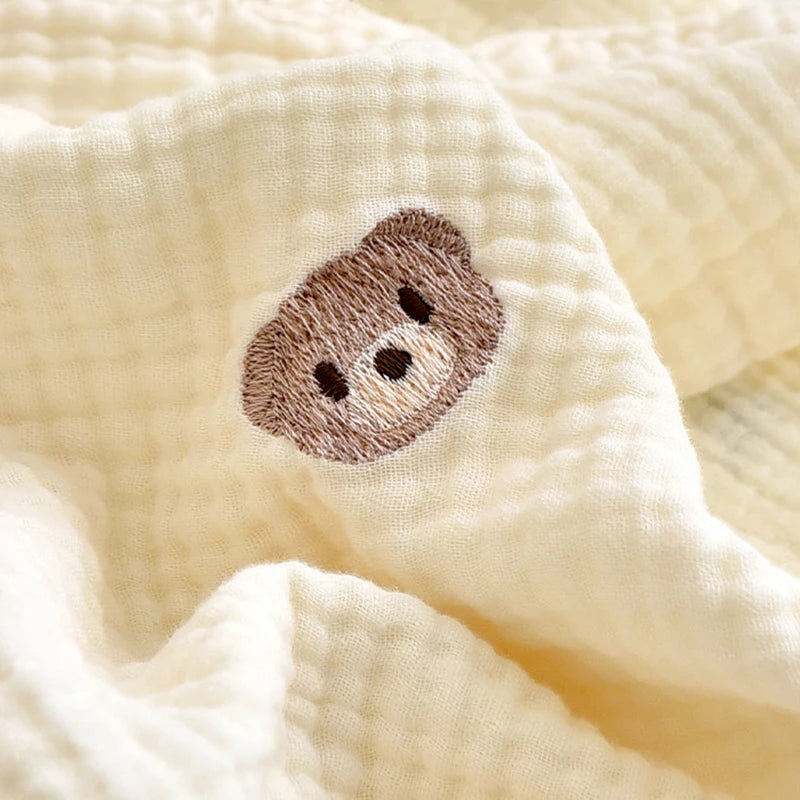 -ベビーブランケット おくるみ スワドル ベアくま うさぎバニー 刺繍 - mamahalo shop - ベビーブランケット・タオル -  べビー服 - 子供服 - 男の子 - 女の子