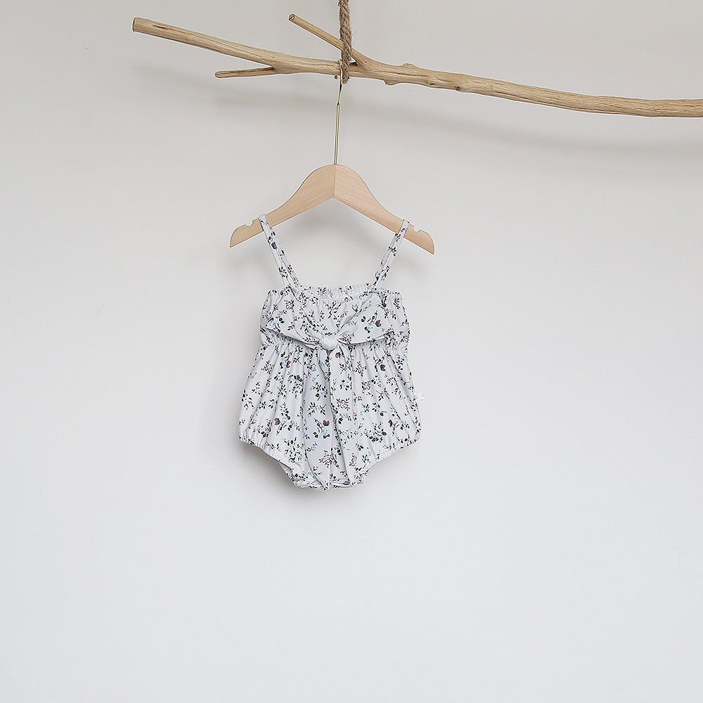 -ベビー 水着 フラワー 花柄 キャミソール リボン ワンピース スイムウェア パープル グレー ガールズ【mh0002046】 - mamahalo shop - ベビー用水着 -  べビー服 - 子供服 - 男の子 - 女の子