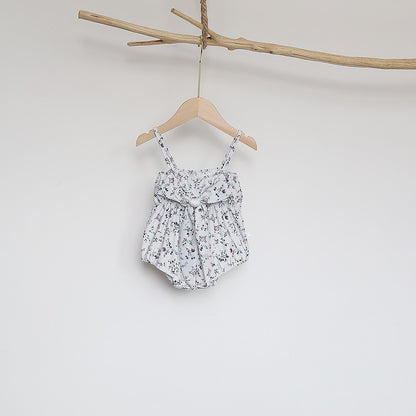 -ベビー 水着 フラワー 花柄 キャミソール リボン ワンピース スイムウェア パープル グレー ガールズ【mh0002046】 - mamahalo shop - ベビー用水着 -  べビー服 - 子供服 - 男の子 - 女の子