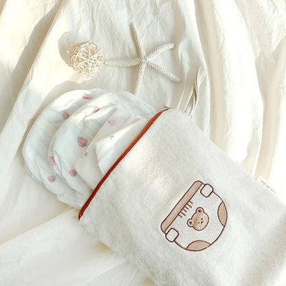 -キャンバス くま ベア トラベルポーチ 7個 セット 防水 おむつポーチ 歯ブラシケース ママバッグ【mh0003504】 - mamahalo shop - おむつポーチ -  べビー服 - 子供服 - 男の子 - 女の子