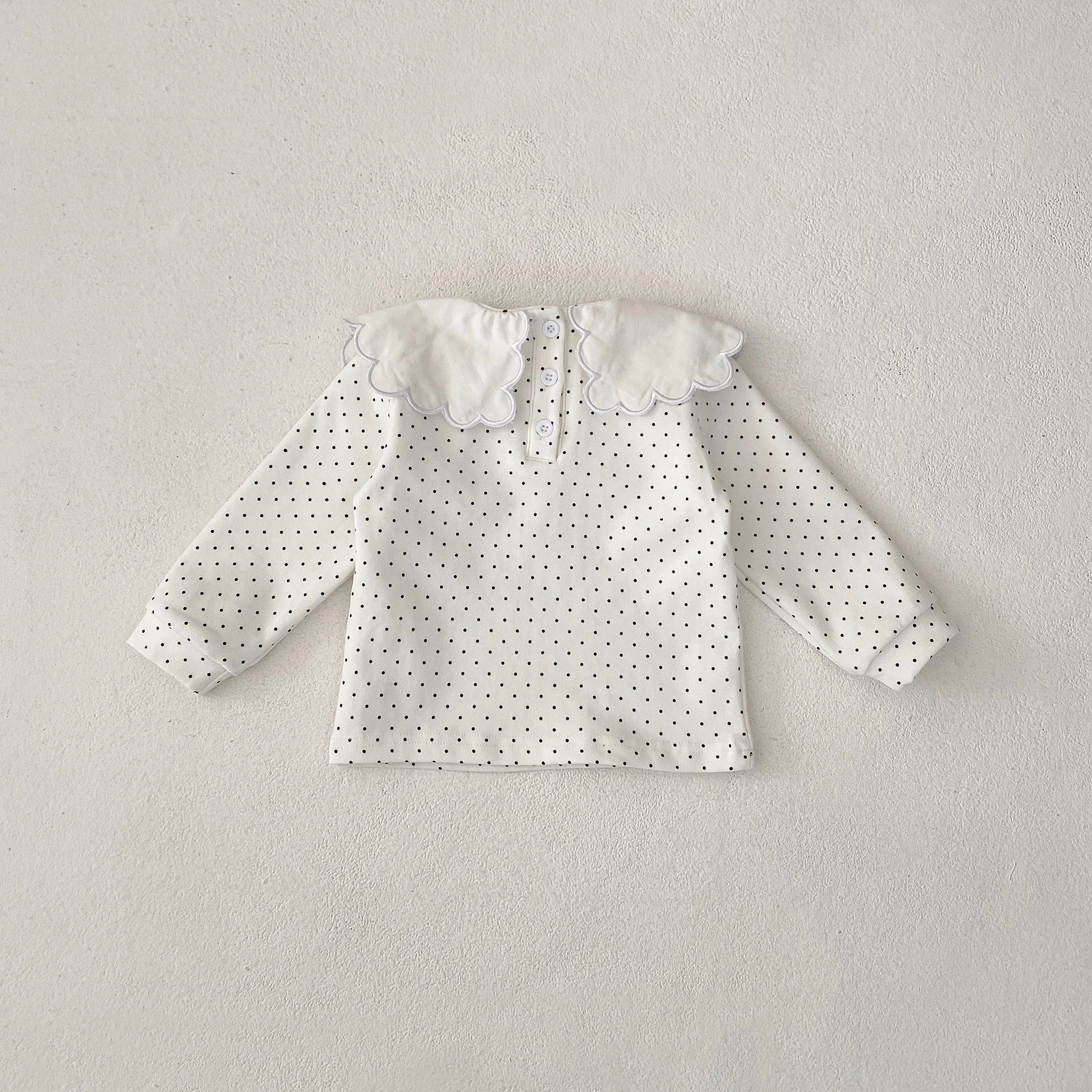 -ベビートップス/パンツ 水玉ドット/無地スクエア襟長袖Tシャツ/サスペンダーレーススカートブルマパンツ - mamahalo shop - 長袖セットアップ -  べビー服 - 子供服 - 男の子 - 女の子