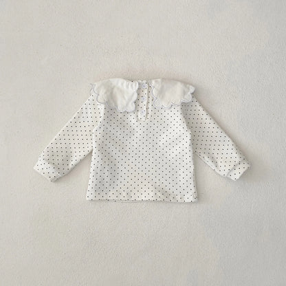 -ベビートップス/パンツ 水玉ドット/無地スクエア襟長袖Tシャツ/サスペンダーレーススカートブルマパンツ - mamahalo shop - 長袖セットアップ -  べビー服 - 子供服 - 男の子 - 女の子