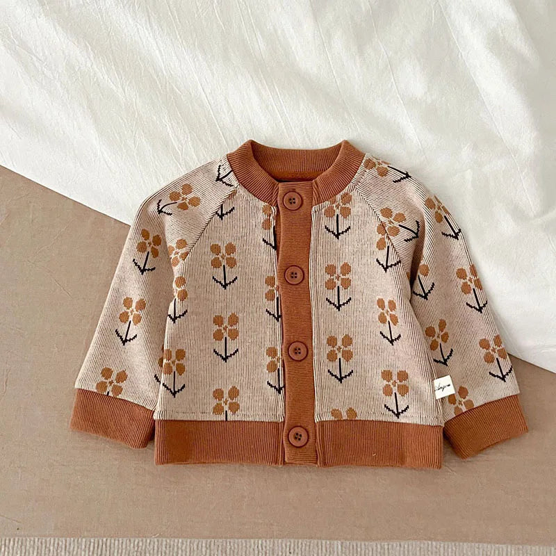 -ベビーカーディガン ニットジャケット ハート レトロフラワー 幾何学 15柄【mh0004142】 - mamahalo shop - カーディガン・パーカー -  べビー服 - 子供服 - 男の子 - 女の子