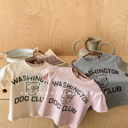 -キッズトップス 半袖Tシャツ レターロゴプリント 3カラー【mh0005692】 - mamahalo shop - 半袖Tシャツ -  べビー服 - 子供服 - 男の子 - 女の子