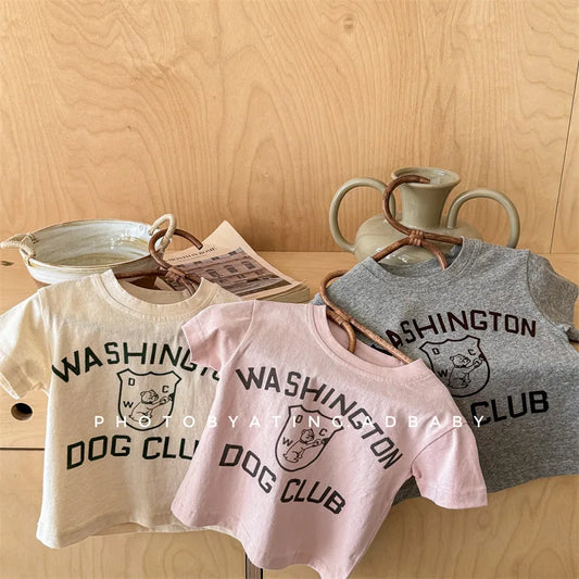 -キッズトップス 半袖Tシャツ レターロゴプリント 3カラー【mh0005692】 - mamahalo shop - 半袖Tシャツ -  べビー服 - 子供服 - 男の子 - 女の子