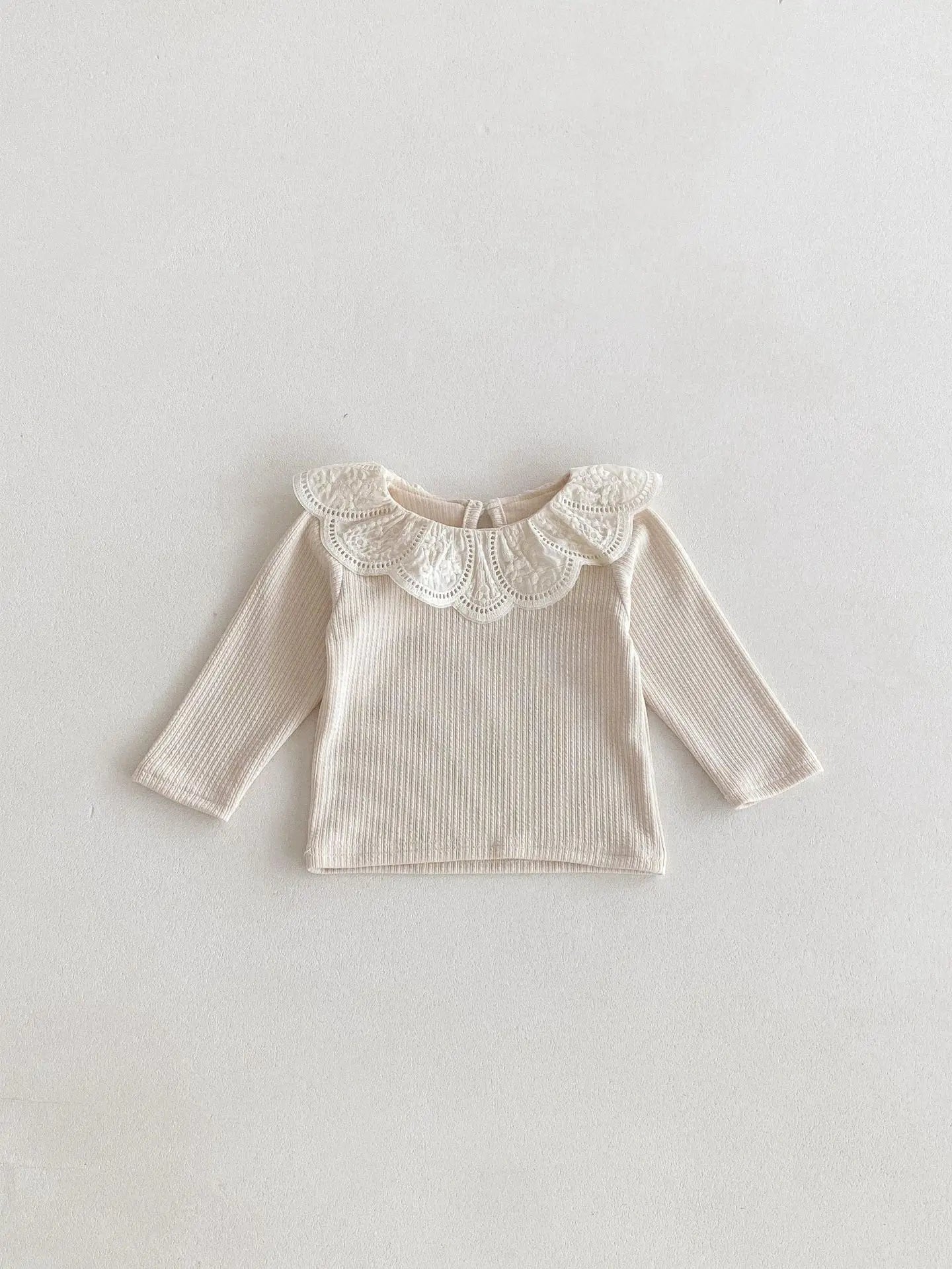 -ベビートップス レースフラワー襟 長袖Tシャツ 3カラー【mh0006437】 - mamahalo shop - 長袖Tシャツ -  べビー服 - 子供服 - 男の子 - 女の子