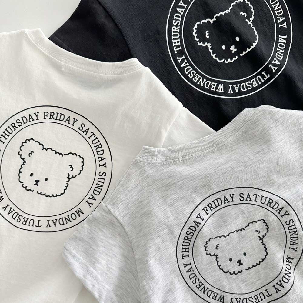 -ベビー くま ベア ワンポイント プリント 半袖 Tシャツ ロンパース ホワイト ブラック グレー ユニセックス【mh0002000】 - mamahalo shop - 半袖ロンパース -  べビー服 - 子供服 - 男の子 - 女の子