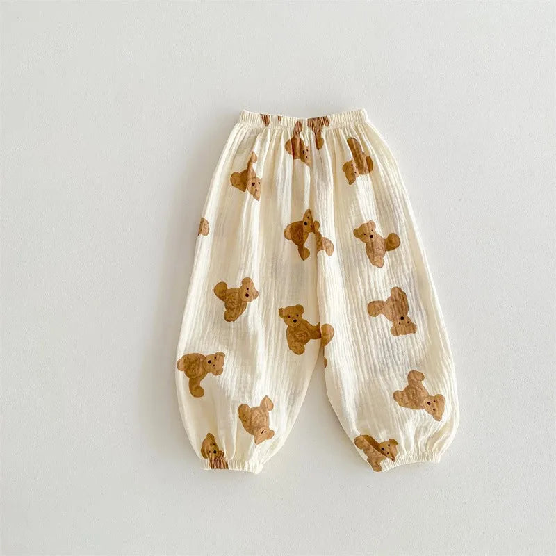 -キッズパンツ サマーロングパンツ ハート/カラフルハート/ベアくま プリント【mh0005656】 - mamahalo shop - ロングパンツ・スウェットパンツ -  べビー服 - 子供服 - 男の子 - 女の子