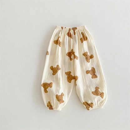 -キッズパンツ サマーロングパンツ ハート/カラフルハート/ベアくま プリント【mh0005656】 - mamahalo shop - ロングパンツ・スウェットパンツ -  べビー服 - 子供服 - 男の子 - 女の子