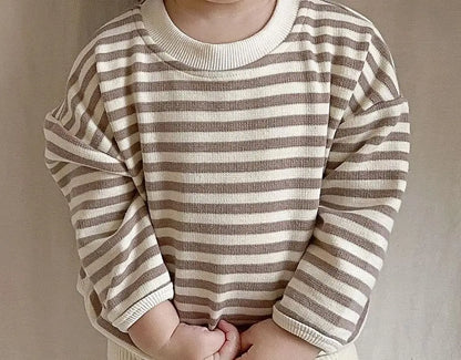 -ベビーキッズトップス 長袖ボーダーTシャツ リブレギンスパンツ - mamahalo shop - 長袖Tシャツ -  べビー服 - 子供服 - 男の子 - 女の子