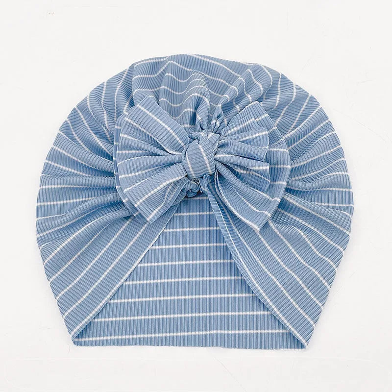 -ベビーターバン リボン帽子 ボーダー柄 11カラー【mh0003669】 - mamahalo shop - ベビー用帽子 -  べビー服 - 子供服 - 男の子 - 女の子