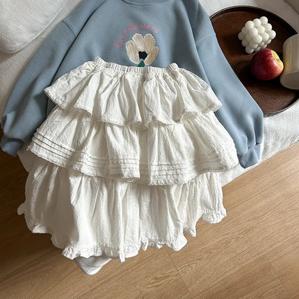 キッズスカート フリルティアードスカート ケーキスカート ホワイト - mamahalo shop - スカート - ベビー服 - 子供服 - 男の子 - 女の子