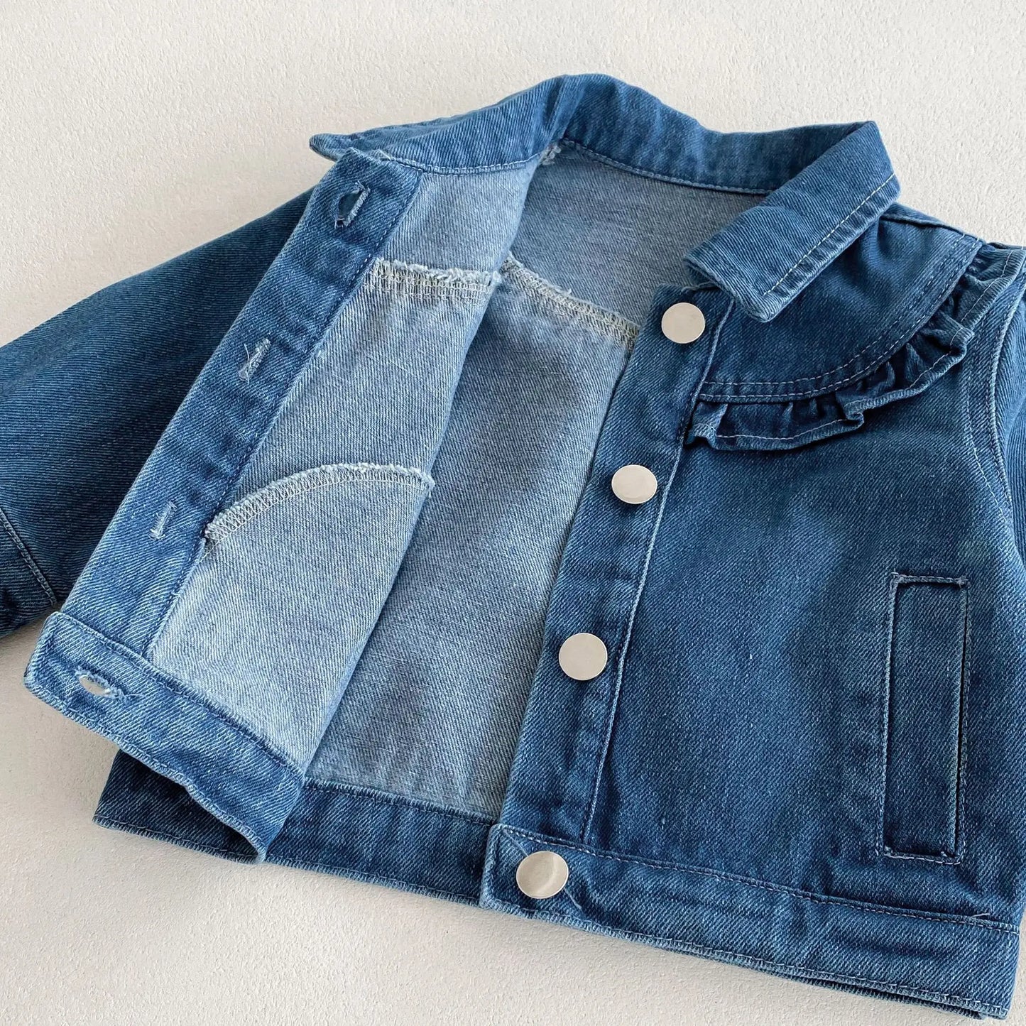 -キッズアウター デニムジャケット フリルコート Gジャン - mamahalo shop - ショートコート・ジャケット・ジャンパー -  べビー服 - 子供服 - 男の子 - 女の子