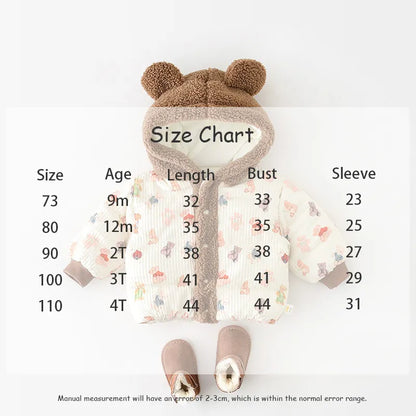 -ベビーアウター 裏フリースジャケット くま耳フーディコート ボアフリースフード - mamahalo shop - ショートコート・ジャケット・ジャンパー -  べビー服 - 子供服 - 男の子 - 女の子