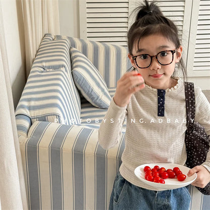 -キッズトップス 長袖Tシャツ レースヘンリーネック 3カラー - mamahalo shop - 長袖Tシャツ -  べビー服 - 子供服 - 男の子 - 女の子