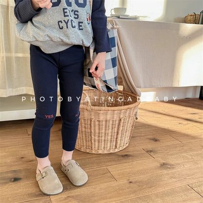 -キッズパンツ YES/NOプリントロゴリブレギンスパンツ 3カラー - mamahalo shop - レギンスパンツ -  べビー服 - 子供服 - 男の子 - 女の子