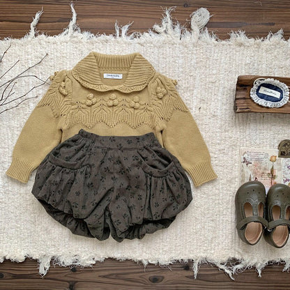 -ベビーキッズ ニットポロ襟刺繍セータートップス 2カラー - mamahalo shop - ニット・セーター -  べビー服 - 子供服 - 男の子 - 女の子