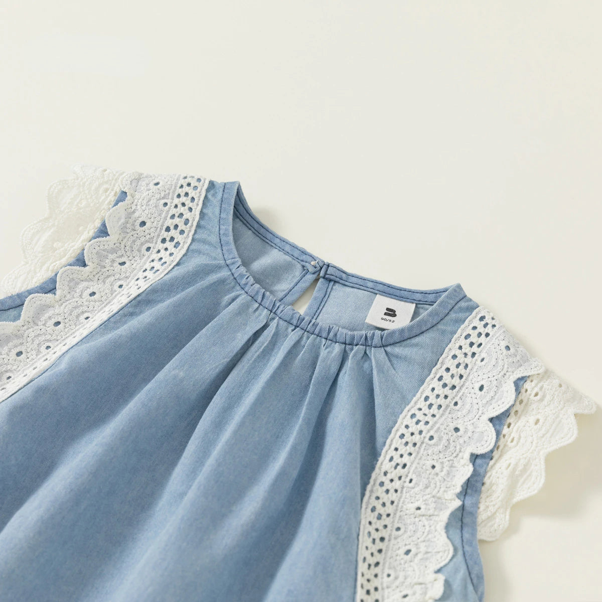 -キッズワンピース デニム レース ノースリーブワンピース【mh0005956】 - mamahalo shop - ノースリーブワンピース -  べビー服 - 子供服 - 男の子 - 女の子