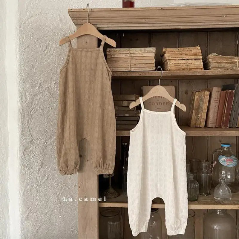 -ベビーサロペット キャミソールジャンプスーツ ロンパース シンプルベーシック 2カラー【mh0005403】 - mamahalo shop - サロペットパンツ・サスペンダーパンツ -  べビー服 - 子供服 - 男の子 - 女の子