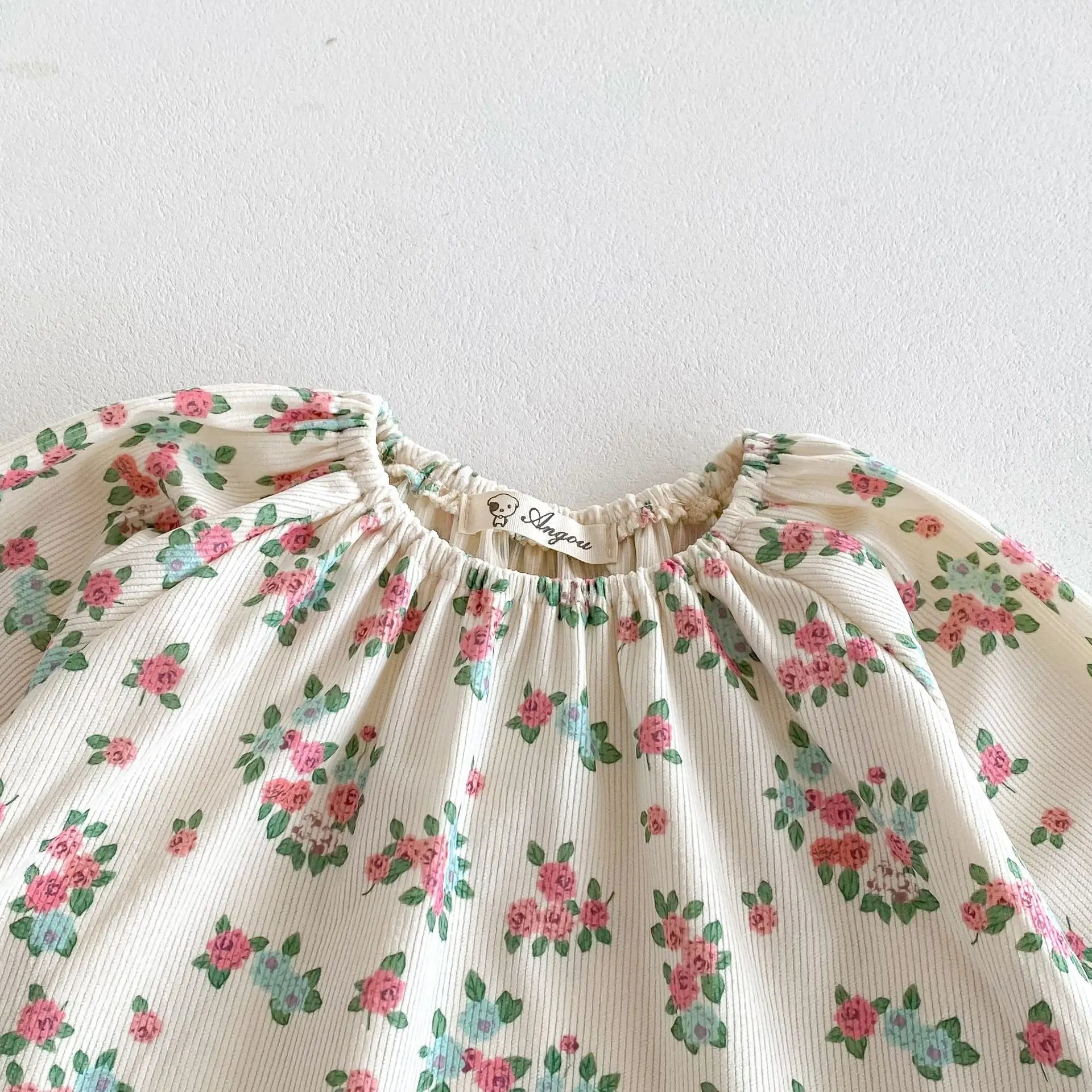 -キッズトップス 長袖チュニックブラウス スモック フラワー花柄プリント【mh0006363】 - mamahalo shop - 長袖シャツ・ブラウス -  べビー服 - 子供服 - 男の子 - 女の子