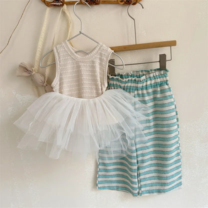 -キッズトップス ニットフリル ノースリーブ ペプラムブラウス 3カラー - mamahalo shop - タンクトップ・キャミソール・ノースリーブトップス -  べビー服 - 子供服 - 男の子 - 女の子