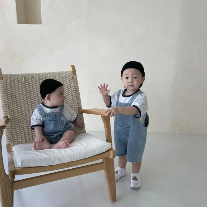 -ベビーオーバーオール デニム サロペット ジャンプスーツ【mh0005283】 - mamahalo shop - サロペットパンツ・サスペンダーパンツ -  べビー服 - 子供服 - 男の子 - 女の子