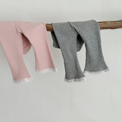 -ベビーパンツ レギンスパンツ 裾レース シンプルベーシック 2カラー【mh0006400】 - mamahalo shop - レギンスパンツ -  べビー服 - 子供服 - 男の子 - 女の子