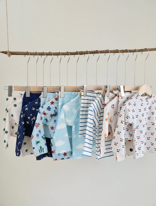 -キッズ水着 セパレートセット 長袖トップス+ショートパンツ ボーイズ ラッシュガード スイムウェア【mh0006163】 - mamahalo shop - ベビー用水着 -  べビー服 - 子供服 - 男の子 - 女の子