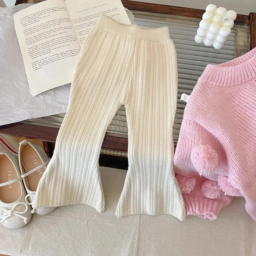 -キッズトップス/パンツ ぽんぽんルーズニットセーター/ニットフレアパンツ - mamahalo shop - 長袖セットアップ -  べビー服 - 子供服 - 男の子 - 女の子