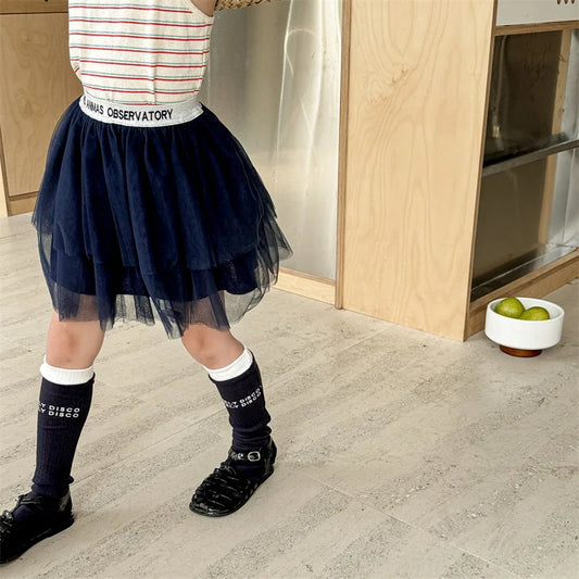 -キッズスカート チュチュ チュールスカート ティアードスカート レターロゴウエスト 2カラー - mamahalo shop - スカート -  べビー服 - 子供服 - 男の子 - 女の子