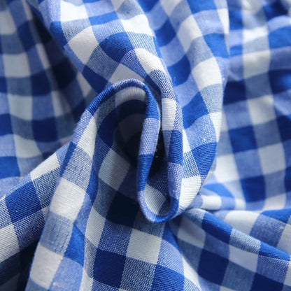 -キッズワンピース 半袖パフスリーブ チェック ブルー【mh0006041】 - mamahalo shop - 半袖ワンピース -  べビー服 - 子供服 - 男の子 - 女の子