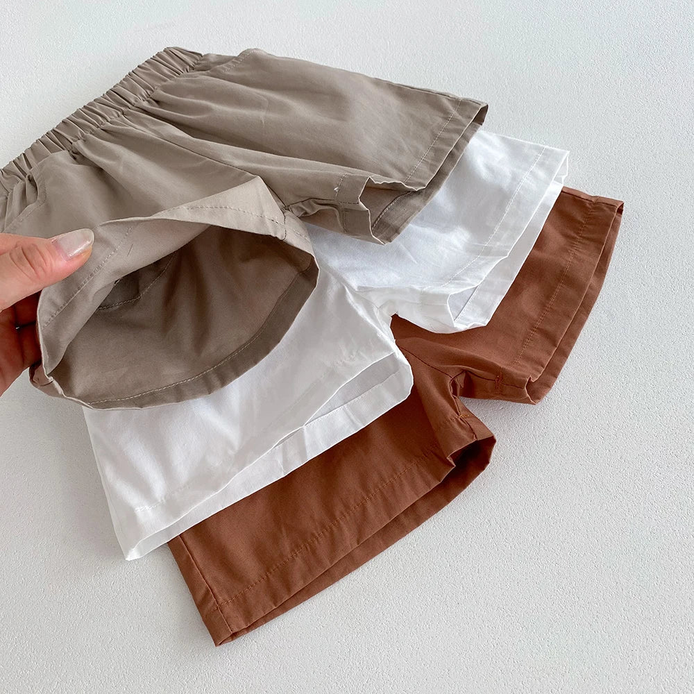 -ベビーキッズパンツ ルーズショートパンツ シンプルベーシック 3カラー【mh0006241】 - mamahalo shop - ハーフパンツ・ショートパンツ -  べビー服 - 子供服 - 男の子 - 女の子