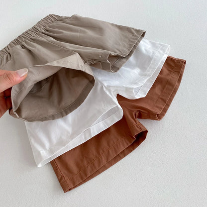 -ベビーキッズパンツ ルーズショートパンツ シンプルベーシック 3カラー【mh0006241】 - mamahalo shop - ハーフパンツ・ショートパンツ -  べビー服 - 子供服 - 男の子 - 女の子