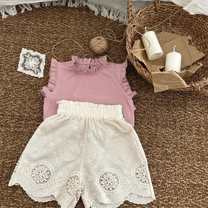 -キッズトップス スタンドフリルカラー ノースリーブトップス 4カラー【mh0006021】 - mamahalo shop - タンクトップ・キャミソール・ノースリーブトップス -  べビー服 - 子供服 - 男の子 - 女の子