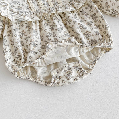 -ベビーロンパース 長袖フリルボディスーツ フラワー花柄プリント レース【mh0004930】 - mamahalo shop - 長袖ロンパース -  べビー服 - 子供服 - 男の子 - 女の子