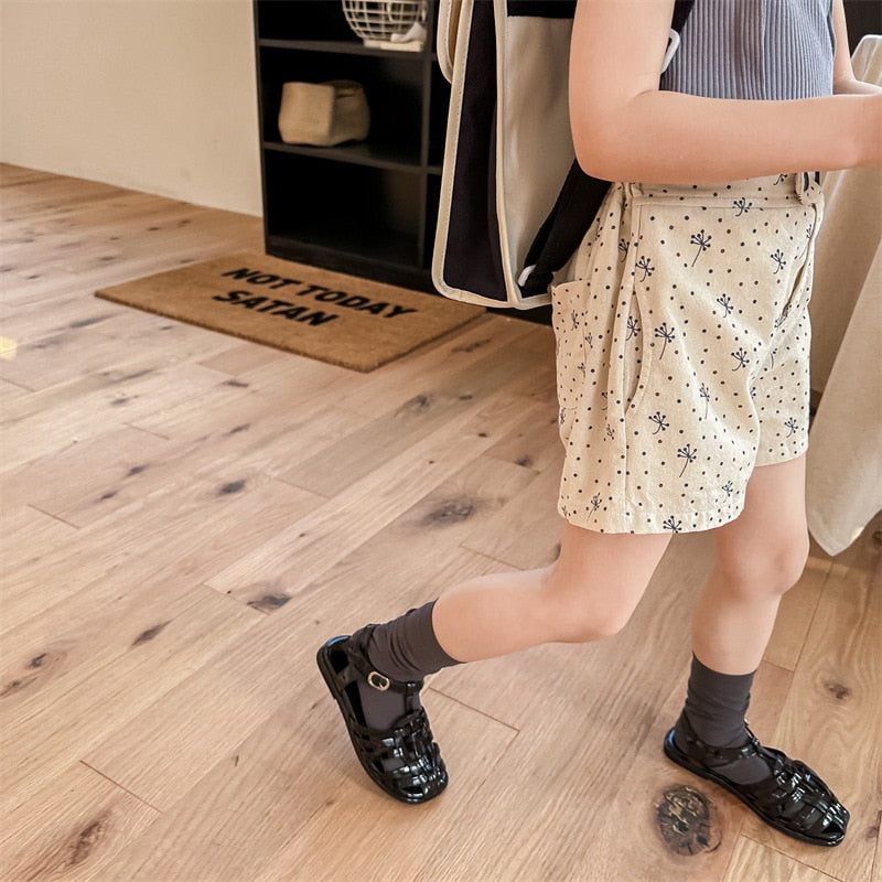 -キッズ 水玉 ドット ルーズ ショートパンツ ベージュ グレーパープル ガールズ - mamahalo shop - ハーフパンツ・ショートパンツ -  べビー服 - 子供服 - 男の子 - 女の子